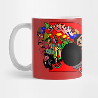 Monkey Bomb-Themed Doodle Art Mug